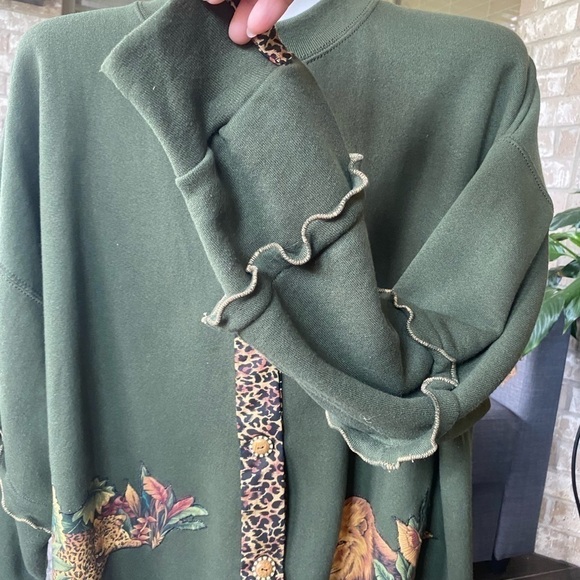 Fleece Vintage rare army green button down jacketSz is oversized XL UKN brand - Picture 4 of 14